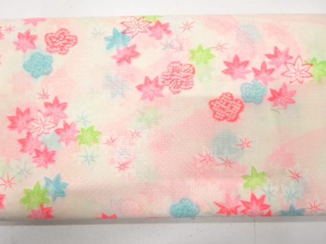 アンティーク 梅に楓模様 長襦袢地反物